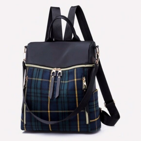 GWENN Plaid Backpack Day Pack - Gold Black Red – Johnson Woolen Mills main image 3